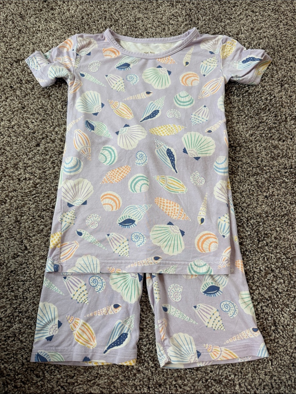 Little Sleepies Lavender Seashell Short Pajama Set - Pastel Shell Print